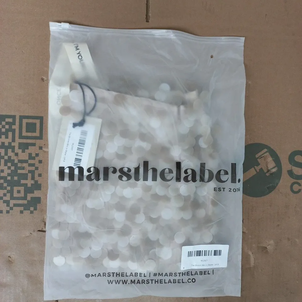 BAGGED MARS THE LABEL THE SHIMMI MINI IN STONE SIZE UK 8