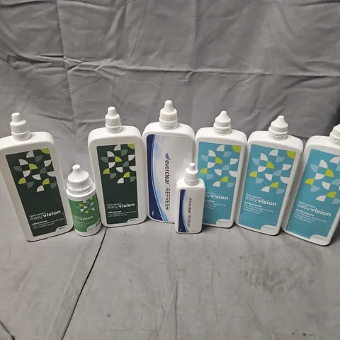 APPROXIMATELY 15 ASSORTED CONTACT LENS SOLUTIONS TO INCLUDE SPECSAVERS EASYVISION, EVERCLEAR REFRESH, ETC - COLLECTION ONLY