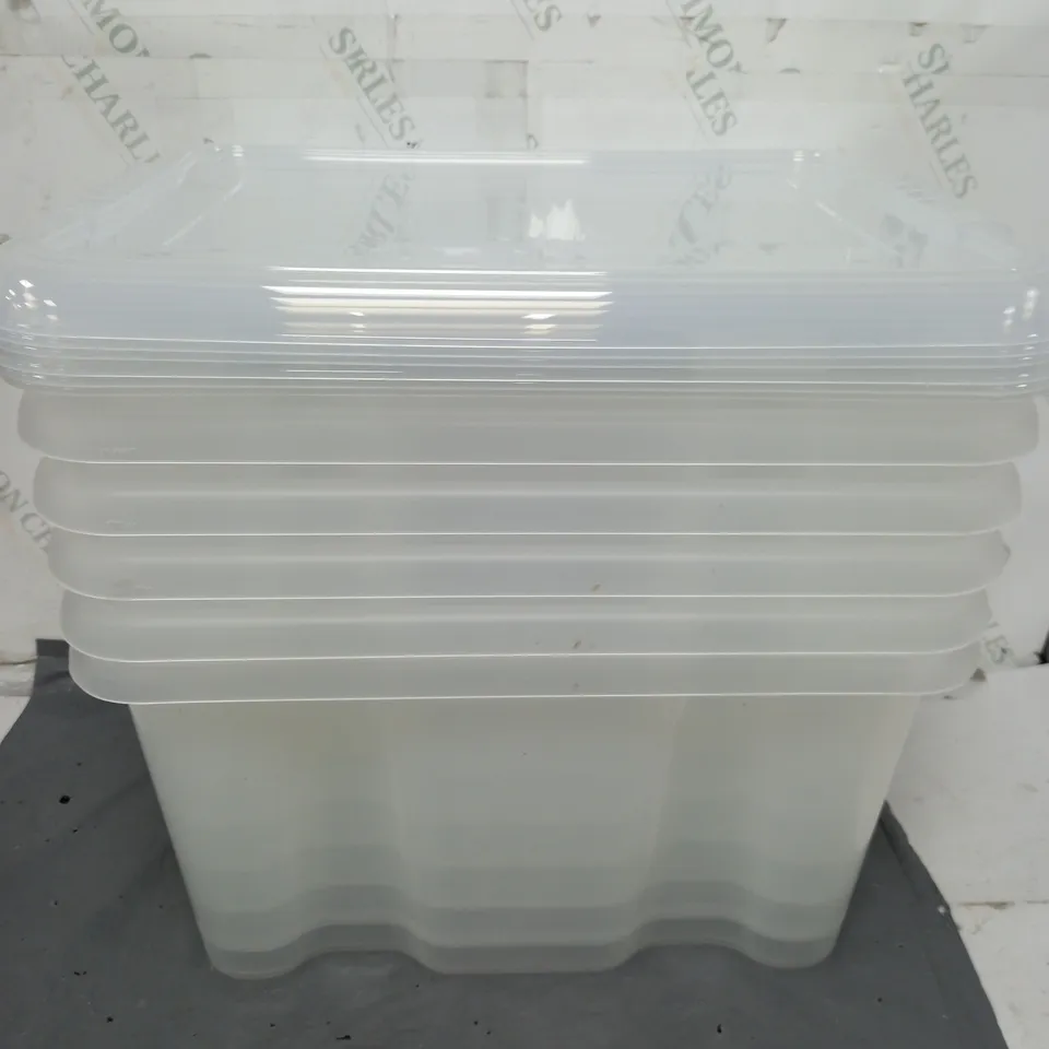 6 24L CLEAR STORAGE BOXES + LIDS