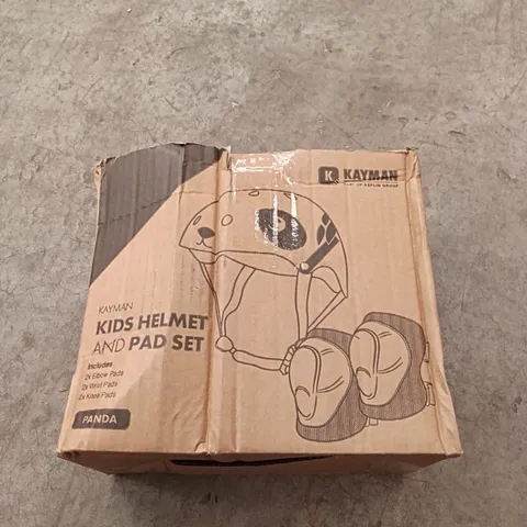 BOXED KAYMAN KIDS HELMET AND PAD SET - PANDA
