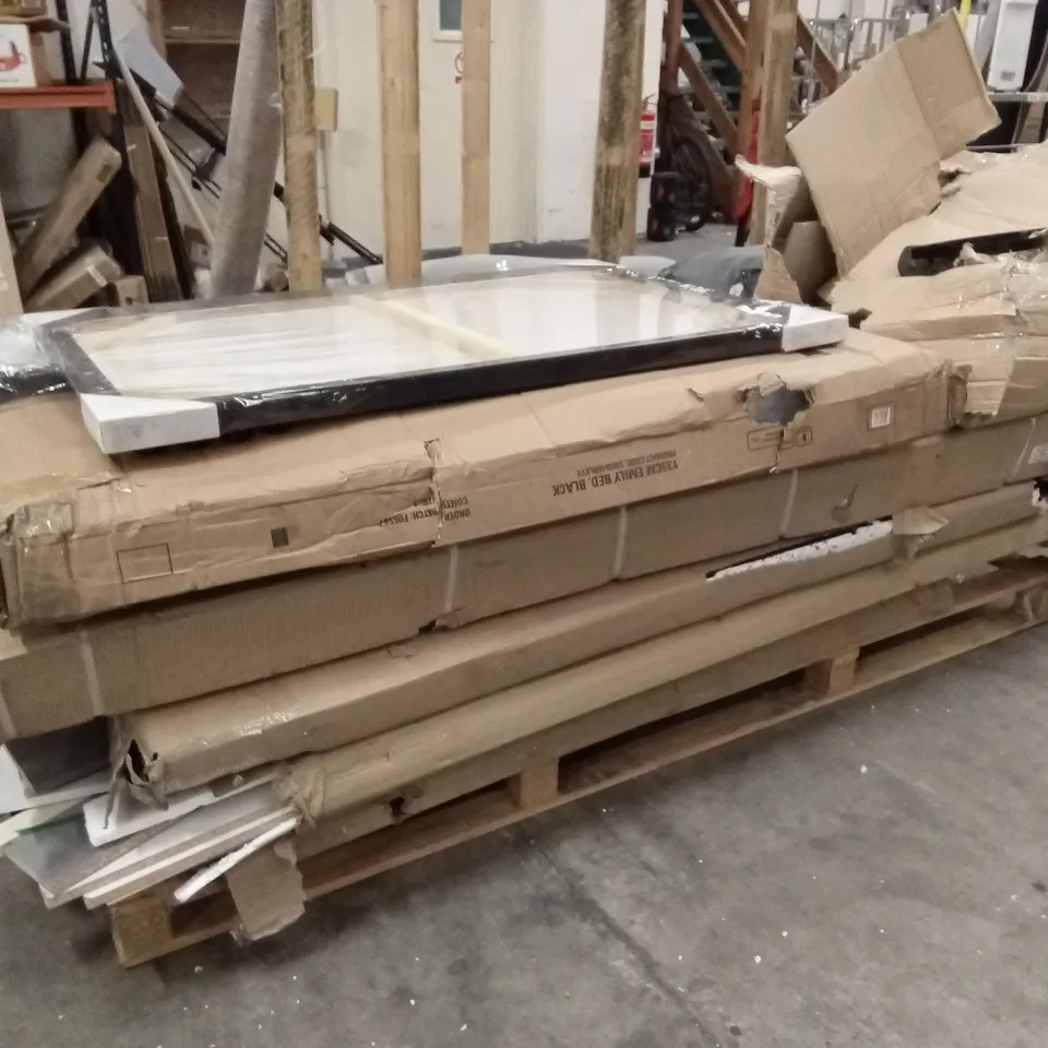 PALLET OF ASSORTED INCOMPLETE FURNITURE PARTS AND PIECES