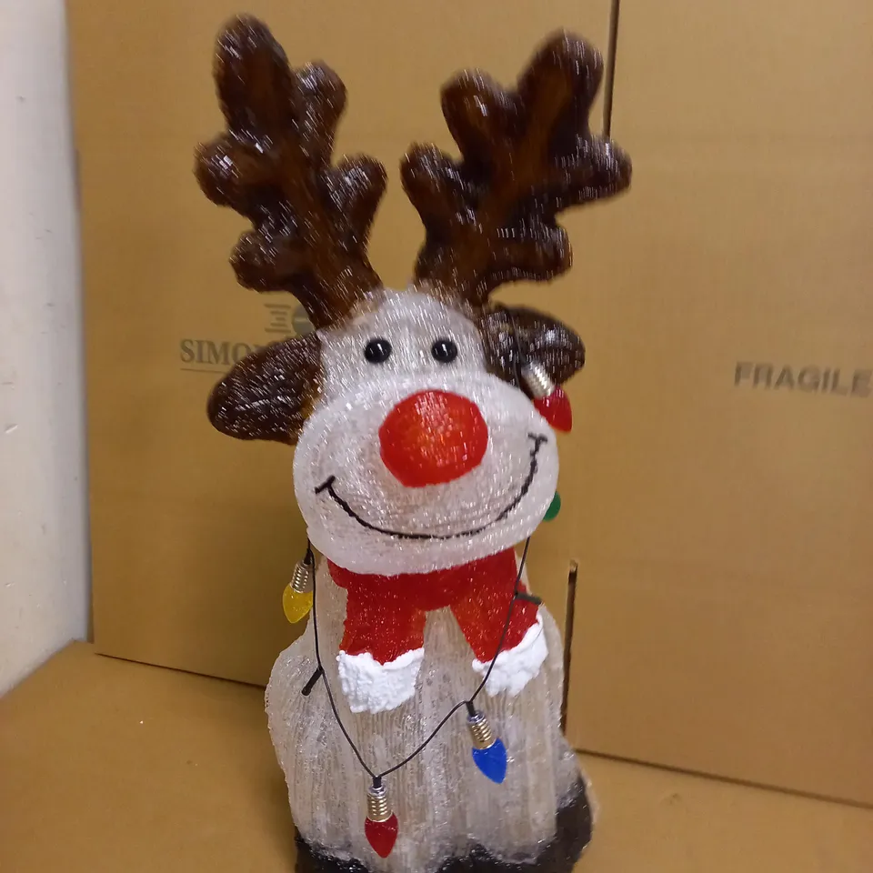 54CM REINDEER WITH TIMER WHITE AND MULTICOLOURED LEDS