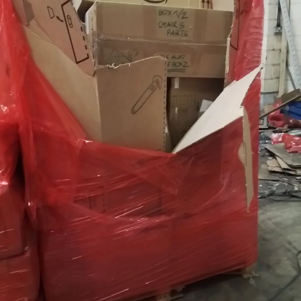 PALLET OF ASSORTED HOUSEHOLD GOODS AND PRODUCTS TO INCLUDE;MICROWAVE OVEN,OFFICE CHAIR,STORAGE BOX