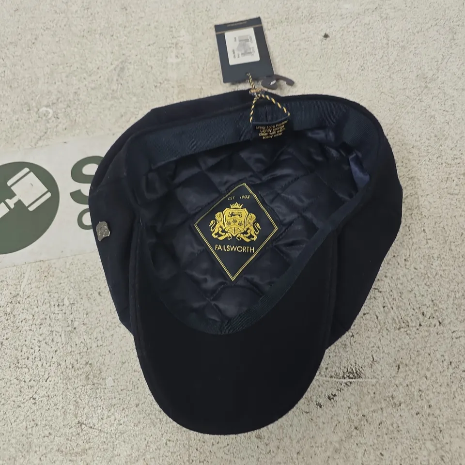 FAILSWORTH NAVY WOOL-BLEND FLAT CAP