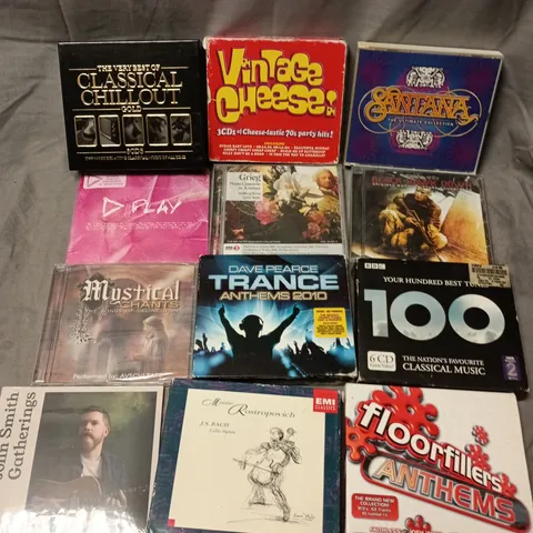 APPROXIMATELY 40 ASSORTED CD ALBUMS TO INCLUDE THE VERY BEST OF CLASSICAL CHILLOUT GOLD, COLDPLAY MOON MUSIC, BILLIE EILISH HAPPIER THAN EVER, ETC