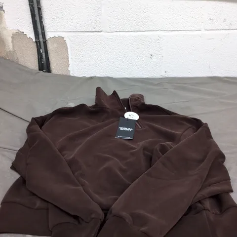 STRADIVARIUS CASUAL SPORT BROWN 1/4 ZIP TOP XL WITH TAGS