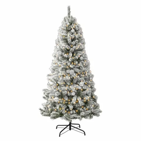 BOXED 7FT NEO HALF FLOCKED SNOW SCANDINAVIAN TIPS SPRUCE FIR ARTIFICIAL CHRISTMAS TREE