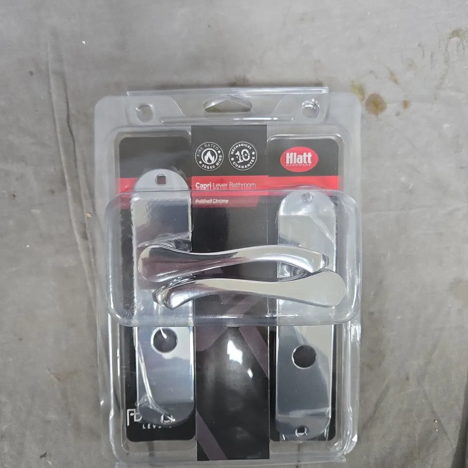 HIATT CAPRI LEVER BATHROOM DOOR HANDLE SET – POLISHED CHROME
