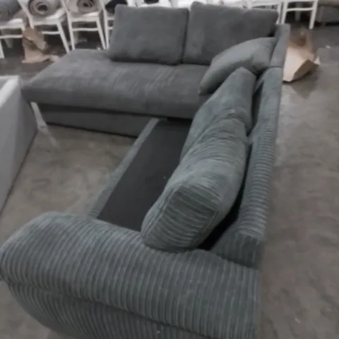 DESIGNER CHAISE SOFA GREY JUMBO CORD