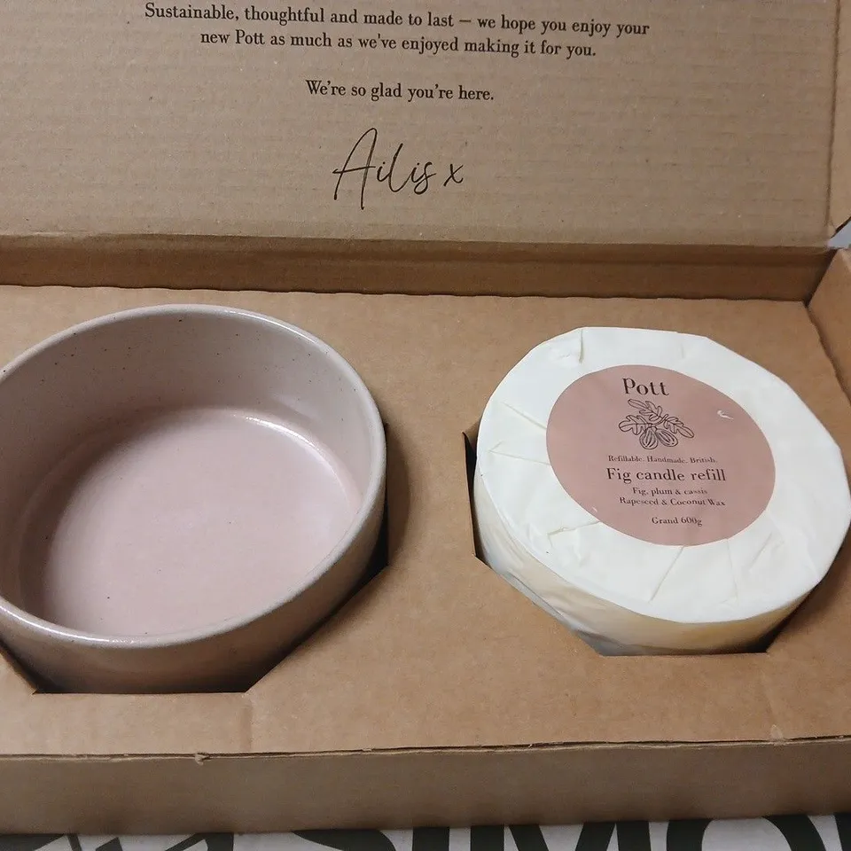 POTT CERAMIC BOWL WITH FIG CANDLE REFILL – GIFT SET