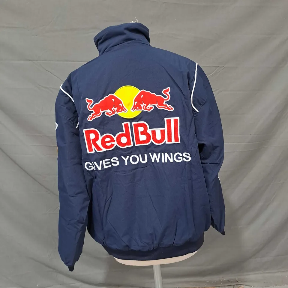 REDBULL PADDED EMBROIDERED BOMBER JACKET IN NAVY SIZE M