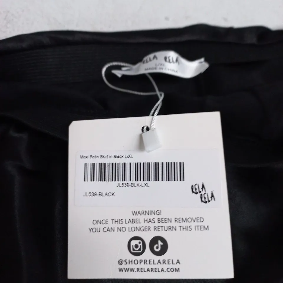 RELA RELA MAXI SATIN SKIRT IN BLACK – UK SIZE L/XL (WOMEN'S CLOTHING)