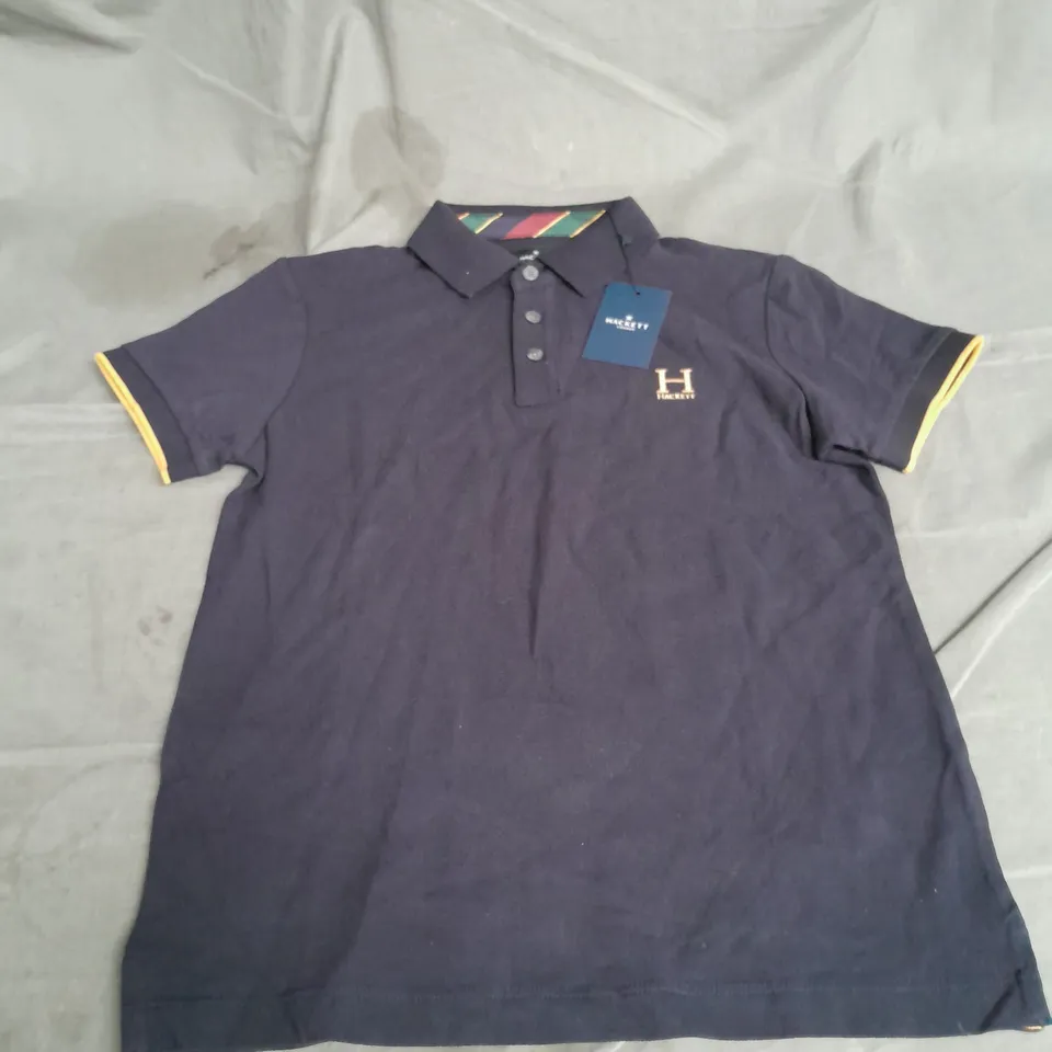 HACKETT HERITAGE H LOGO POLO SHORT SLEEVE IN MIDNIGHT BLUE SIZE 11/12YRS