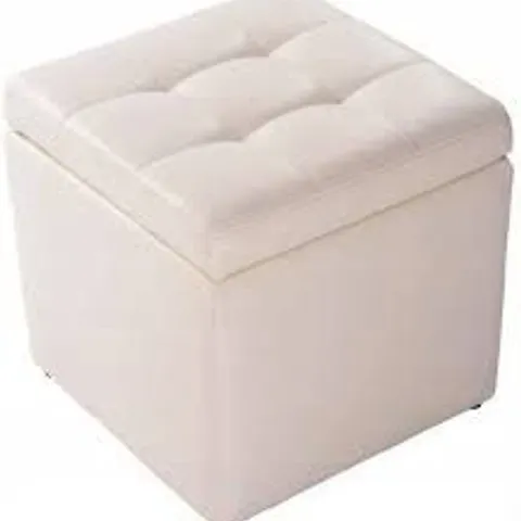 BOXED COSTWAY OTTOMAN POUFFE STORAGE BOX LOUNGE SEAT FOOTSTOOL - WHITE -