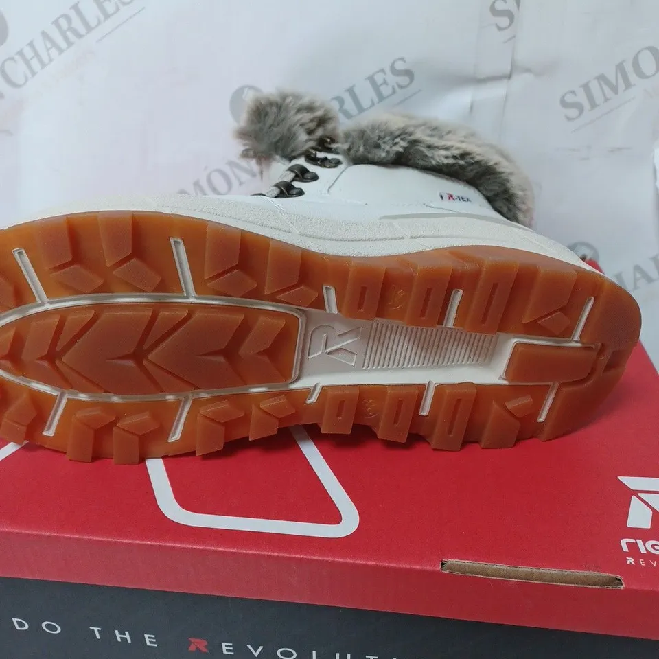 BOXED RIEKER REVOLUTION HIKER BOOTS, OFF WHITE - SIZE 5