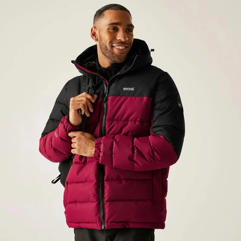 REGATTA MENS ALDTHORN HOODED PADDED JACKET DARK MAROON/BLACK XXL BAGGED WITH TAGS