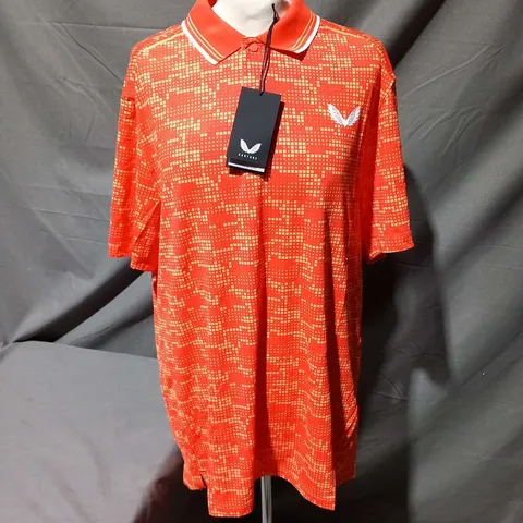 CASTORE PRINTED TECH POLO DEEP ORANGE SIZE XL