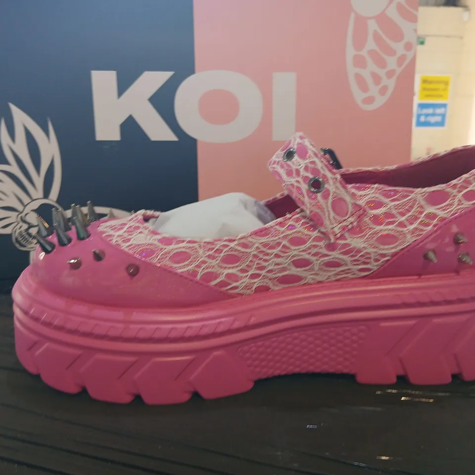KOI CANDYFLOSS DEMON SPIKED STOMPER MARY JANES – UK5, PINK
