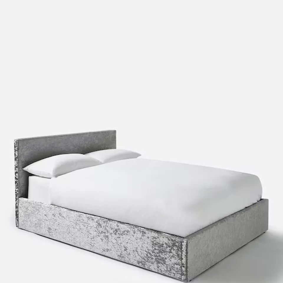 HAYDEN CRUSHED VELVET OTTOMAN BED FRAME - 2 BOXES