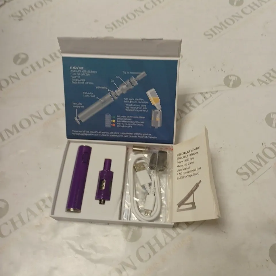 BOXED ENDURA T18E COMPLETE VAPING SYSTEM WITH ACCESSORIES AND USB CABLE