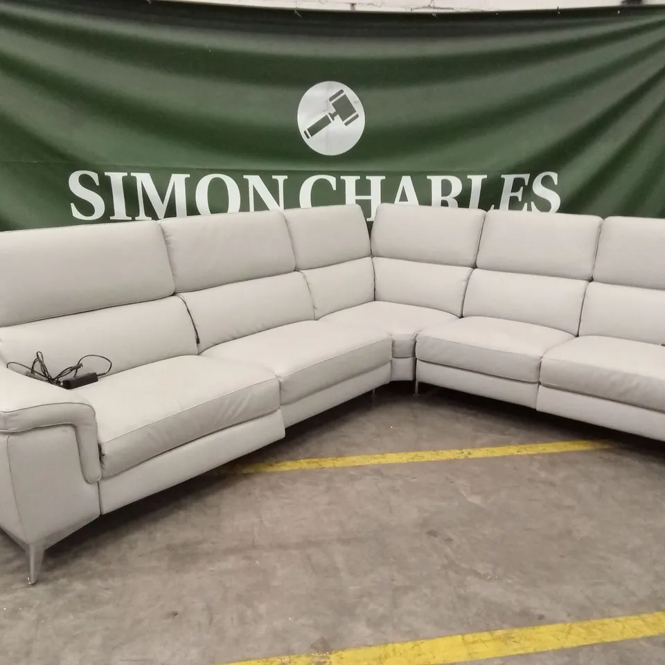 QUALITY DESIGNER ITALIAN MADE FLAVIO ELECTRIC RECLINER LEATHER CORNER SOFA