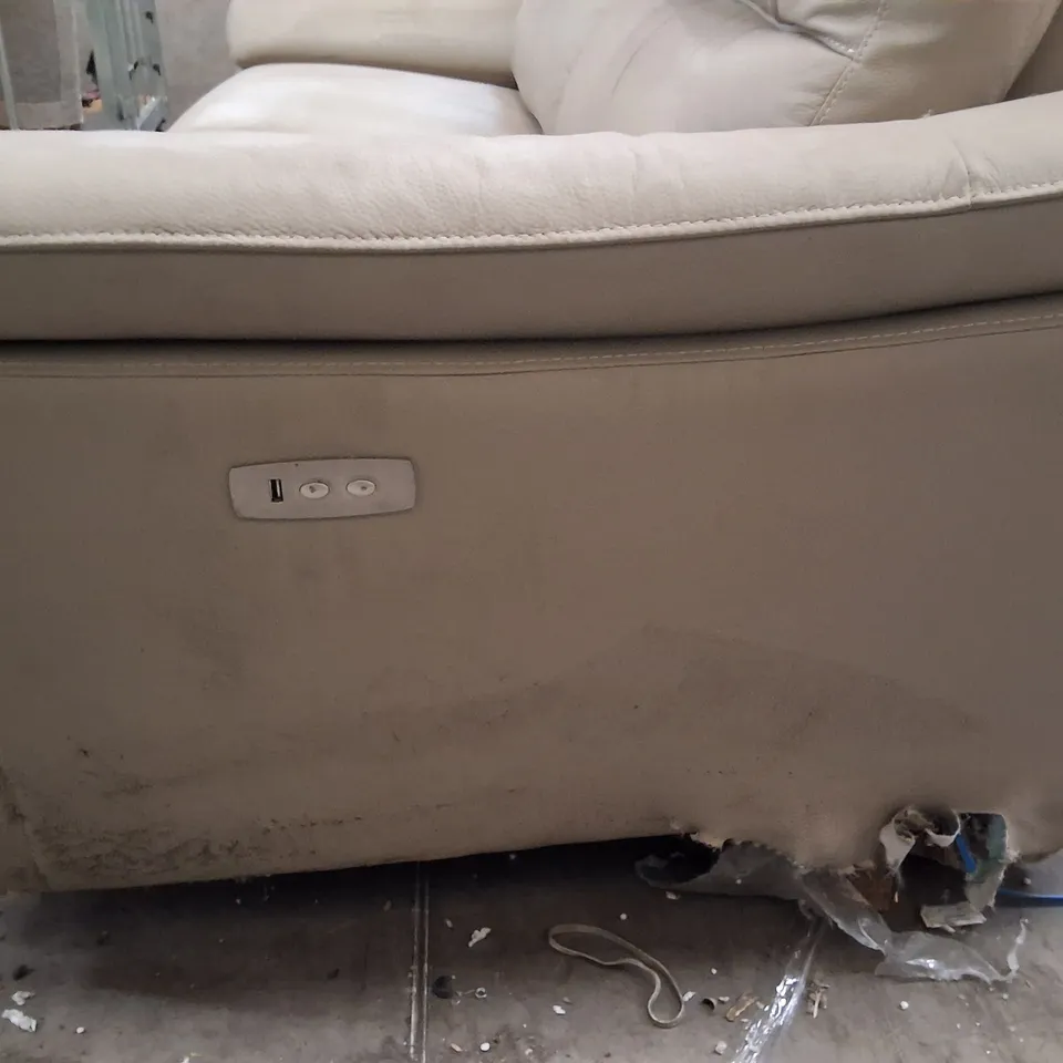 GREY FAUX LEATHER RECLINING 3-SEATER SOFA