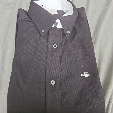 GANT REG JERSEY PIQUE SHIRT – BLACK, MEN'S SIZE M