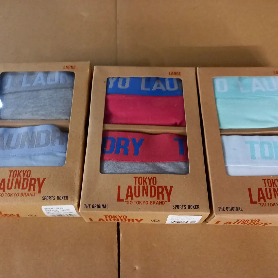LOT OF 3 TOKYO LAUNDRY 2-PACK OF SPORTS BOXERS - ALL LARGE