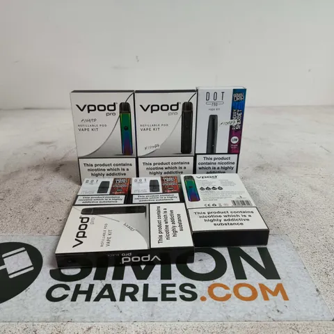 BOX OF APPROXIMATELY 40 ASSORTED E-CIGARETTES AND COMPONENTS TO INCLUDE VPOD PRO