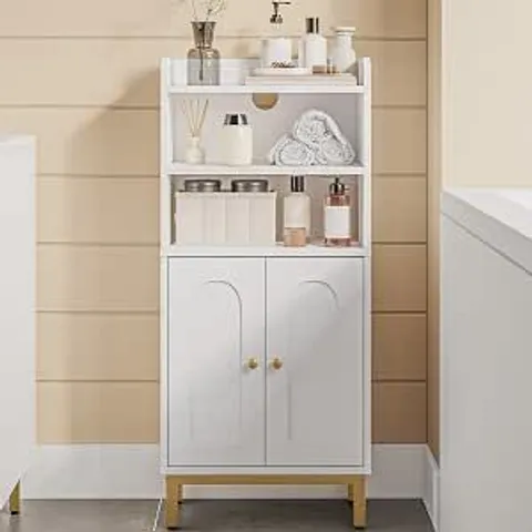 BOXED HZUANERI BATHROOM STORAGE CABINET, SLIM FLOOR CABINET WITH 2 DOOR, WHITE