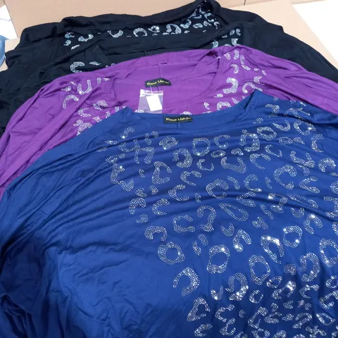 LOT OF APPROX. 5 X FRANK USHER WOMEN'S ONE SIZE LONG SLEEVE TOP IN NAVY, BLACK AND AUBERGINE