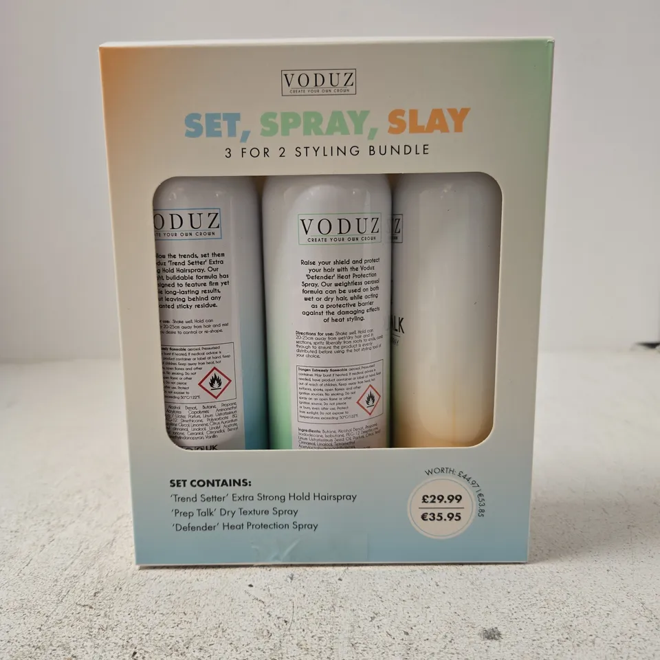 VODUZ SET, SPRAY, SLAY 3-FOR-2 STYLING BUNDLE 