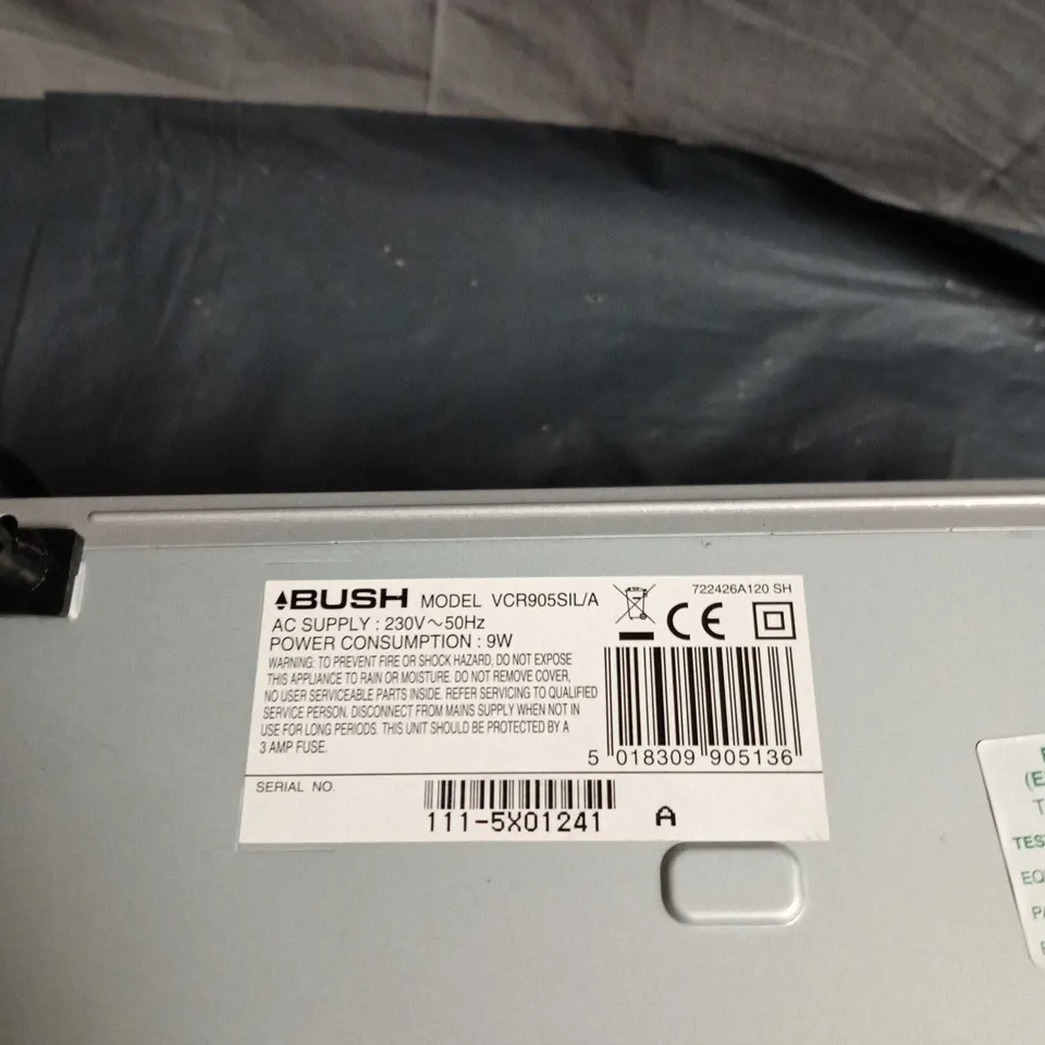 BUSH VCR905SIL/A VIDEO CASSETTE RECORDER