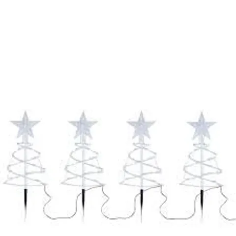 HOME STORIES SET OF 4 INDOOR OUTDOOR PRE LIT STAR SPIRAL PATHFINDERS