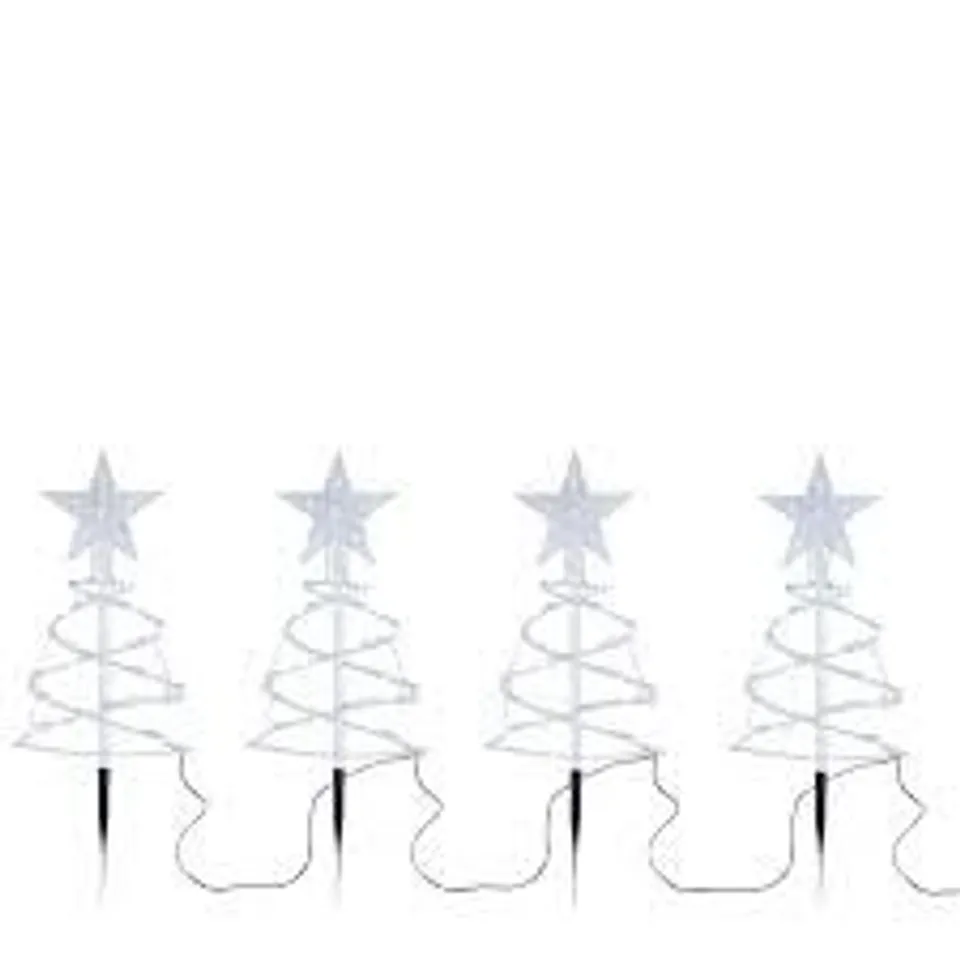 HOME STORIES SET OF 4 INDOOR OUTDOOR PRE LIT STAR SPIRAL PATHFINDERS