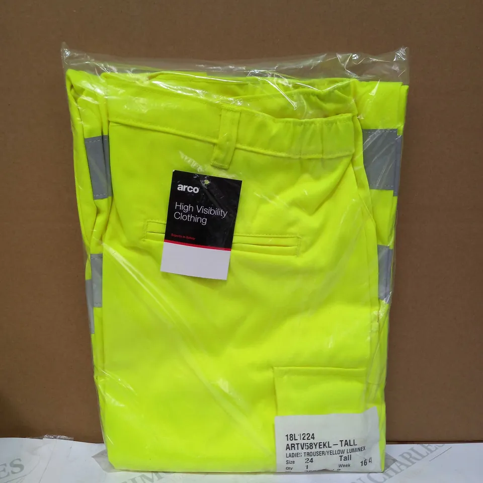 BRAND NEW ARCO LADIES YELLOW LUMINEX HIGH VISIBILITY TROUSERS - SIZE 24