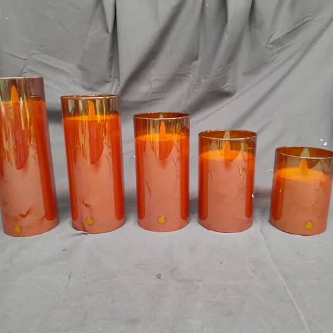 SET OF 5 LED FLAME CANDLES ORANGE