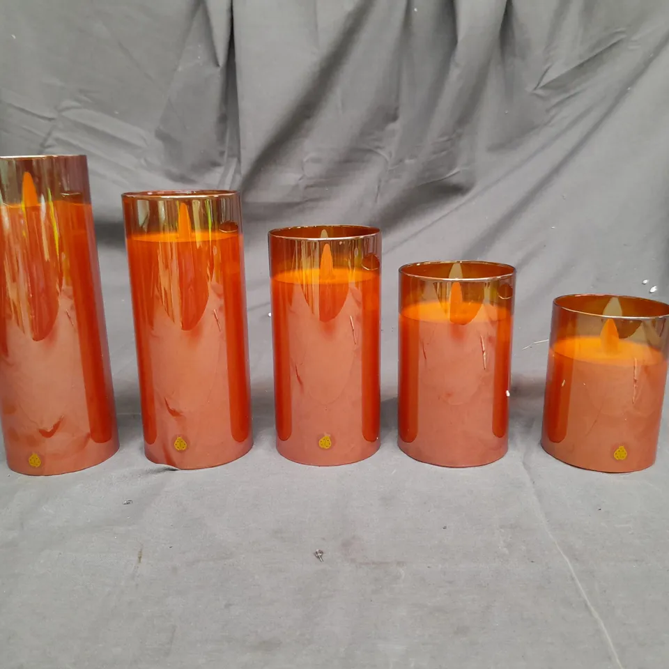 SET OF 5 LED FLAME CANDLES ORANGE 
