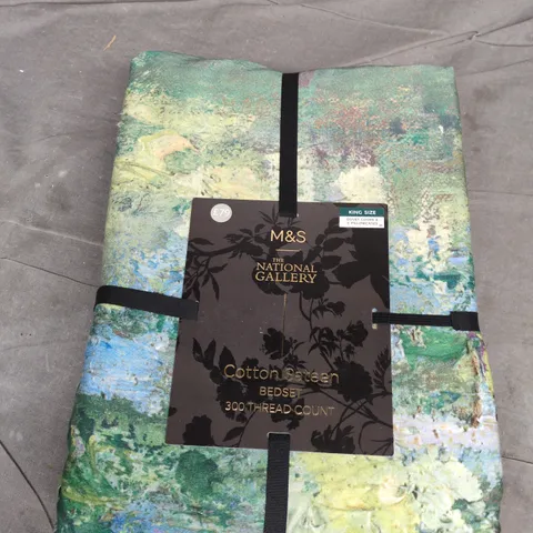 M&S THE NATIONAL GALLERY COTTON SATIN BEDSET – KING SIZE, 300 THREAD COUNT