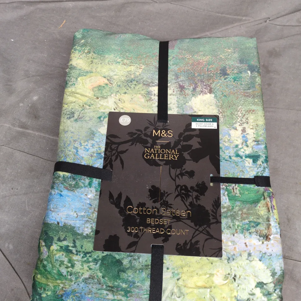 M&S THE NATIONAL GALLERY COTTON SATIN BEDSET – KING SIZE, 300 THREAD COUNT