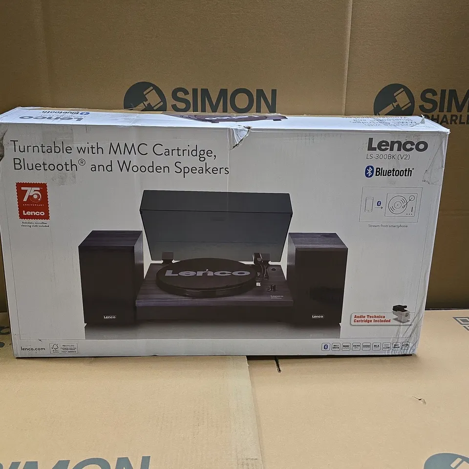 BOXED LENCO LS-300BK V2 TURNTABLE WITH BLUETOOTH 