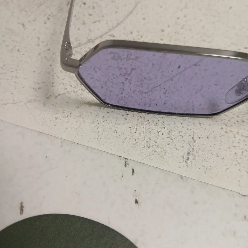 RAYBANDS HEXAGONAL SUNGLASSES WITH PURPLE LENSES – METAL FRAME 