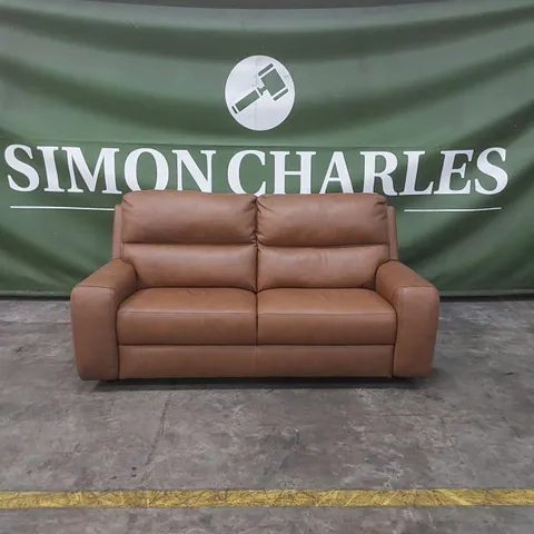QUALITY DESIGNER LUGO GIRASOLE LEATHER 3-SEATER UPHOLSTERED SOFA