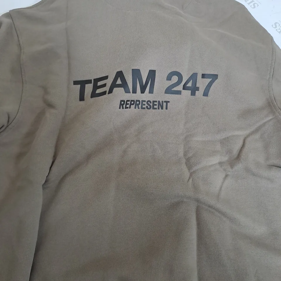 REPRESENT LIGHT KHAKI TEAM 24/7 HOODIE - SMALL