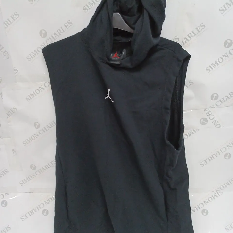 JORDAN BLACK LOGO HOODIE VEST- LARGE 