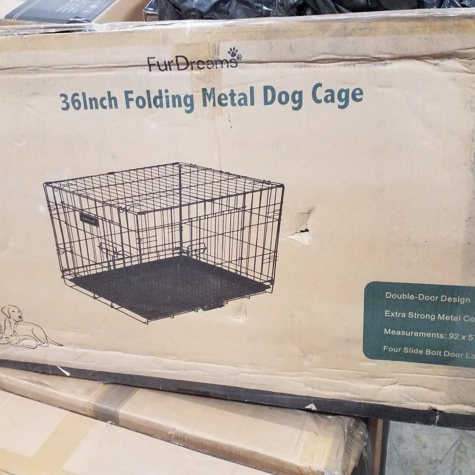 BOXED FURDREAMS 36" FOLDING METAL DOG CAGE