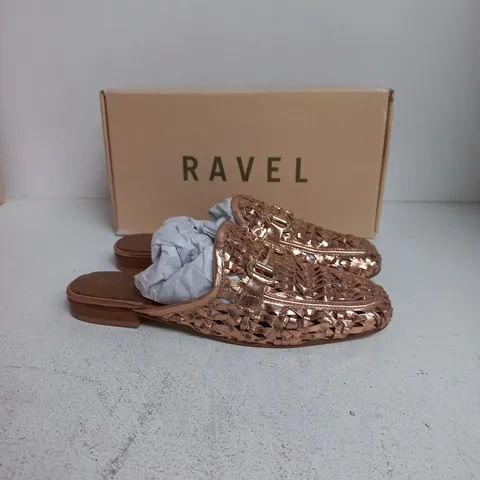 RAVEL ROSE GOLD LEATHER SANDALS – UK 6 (EU 39) – BOXED