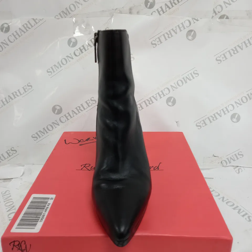 RUTH LANGSFORD PLATFORM LEATHER ANKLE BOOT - BLACK - UK 6