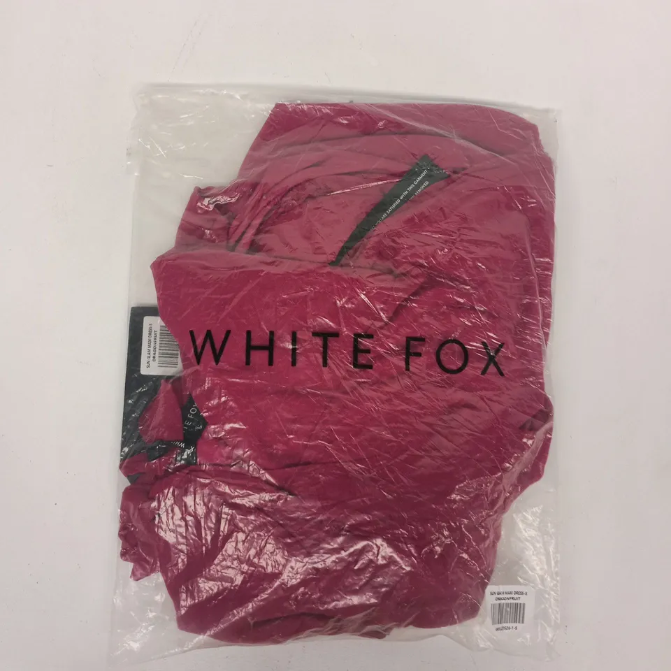 BAGGED WHITE FOX SUN GLAM MAXI DRESS IN DRAGON FRUIT SIZE SMALL