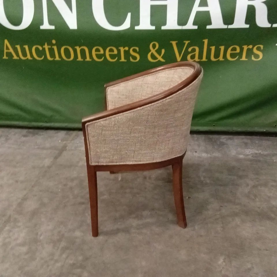 QUALITY DESIGNER FABRIC & WOOD ACCENT CHAIR